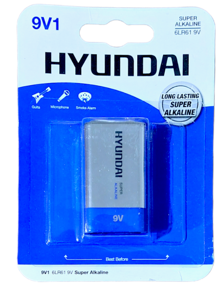 HYUNDAI Pack of 10, 9V Super Alkaline Blister Pack Batteries- 6LR61