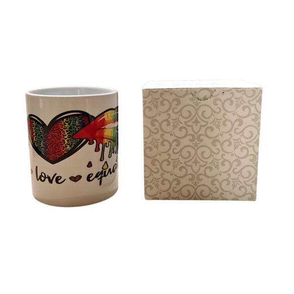 LGBTQi+ 11oz Coffee Mug / Peace, Love, Equality + Free Gift Box