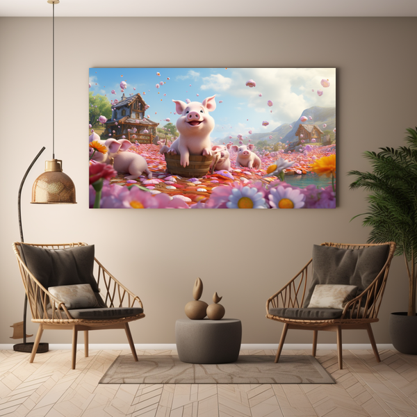 Canvas Wall Art - Piggy Paradise - BK0070