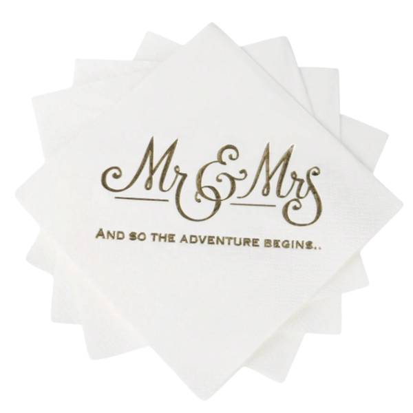 25Piece Elegant Light Luxury Disposable Napkin Mr &amp; Mrs Wedding Napkins