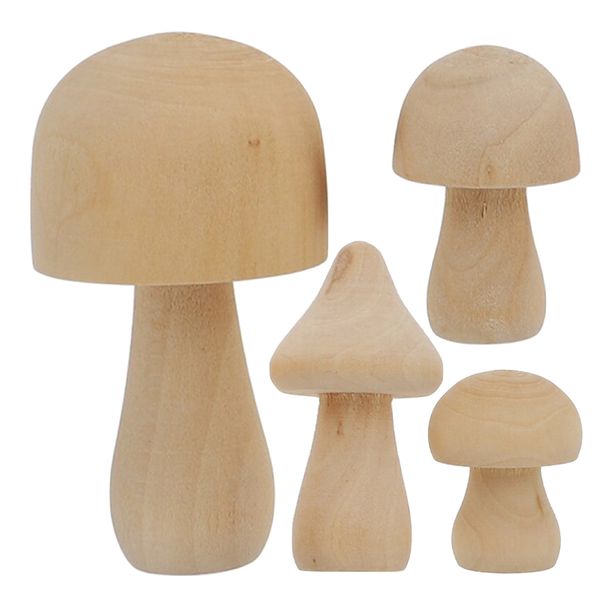 Craft Wooden Unfinished Mushroom DIY Painting Projects And Kids Decor 4 Set