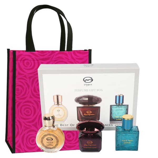 Veyes Elegant Perfume Gift Box for Women | 3 x 25ml EDT &amp; Gift Bag Combo