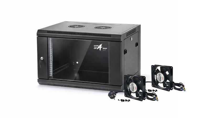 6U Wall Mount Network Cabinet + Cooling Fan Directly to 220V AC (power cord