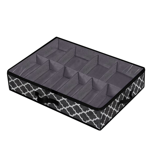 Under Bed Shoe Storage Box Drawer Organizer Black(A)