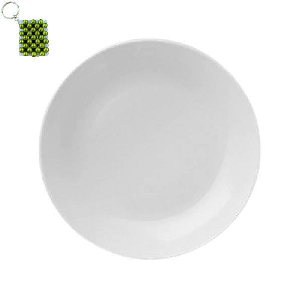 White Glass Round Dinner Plate&amp; Key Holder