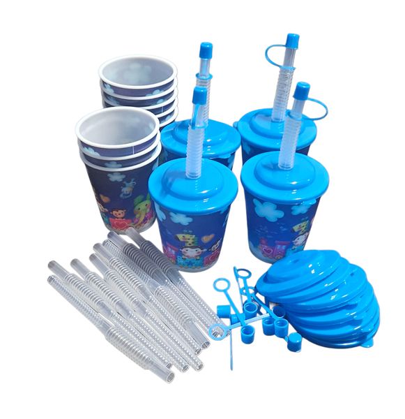 Taaimm Plastic Cups with Lids and Straws