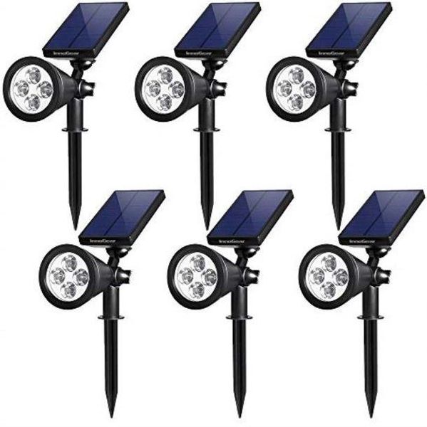 Pack of 6 LED Garden Lights with attached solar panel