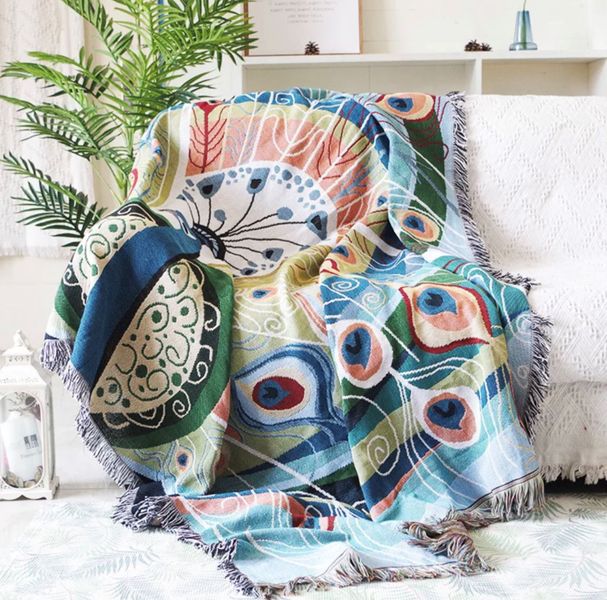 Modern Throw Blanket Peacock Home Decor Thick Dustproof Sofa Cover