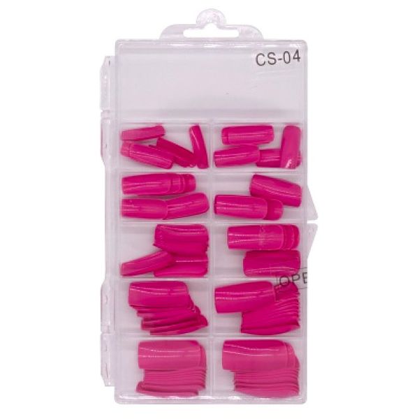 Bright Pink Nail Tips - 100 Pieces