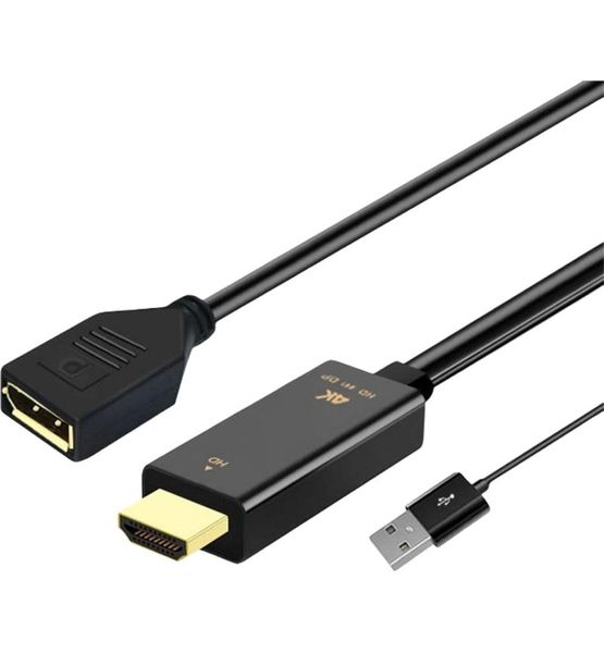 PTech HDMI Male To DisplayPort Female Passive Converter with USB Power 4K