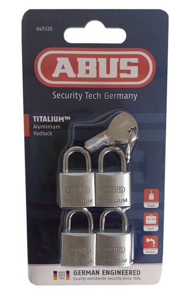 Padlock ABUS Titalium 20mm Pack of 4. Keyed alike