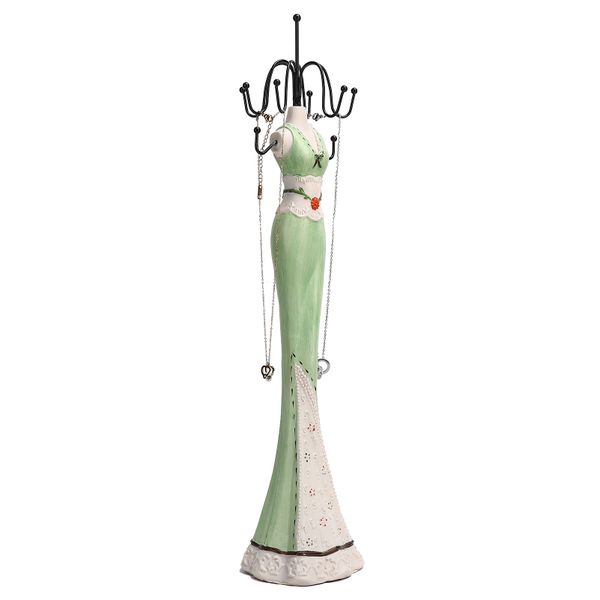 Green Jewelry Display Stand - Necklace &amp; Earrings Organizer Rack
