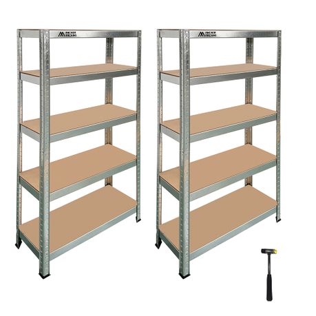 Anchor 2x 5-Tier Steel Racking 150×75×30cm |150kg/Shelf | Boltless + Mallet Image