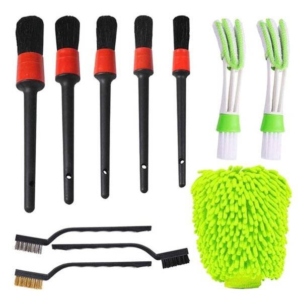 BasicX 11-Piece Car Wash Kit with Microfiber Glove and Detail Brushes