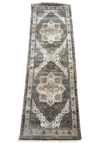 Beige Brown Vintage Style Runner Rug - 300 x 80 cm