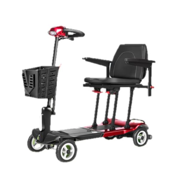Foldable Mobility Scooter with Seat &amp; Basket for Adults - Red Black