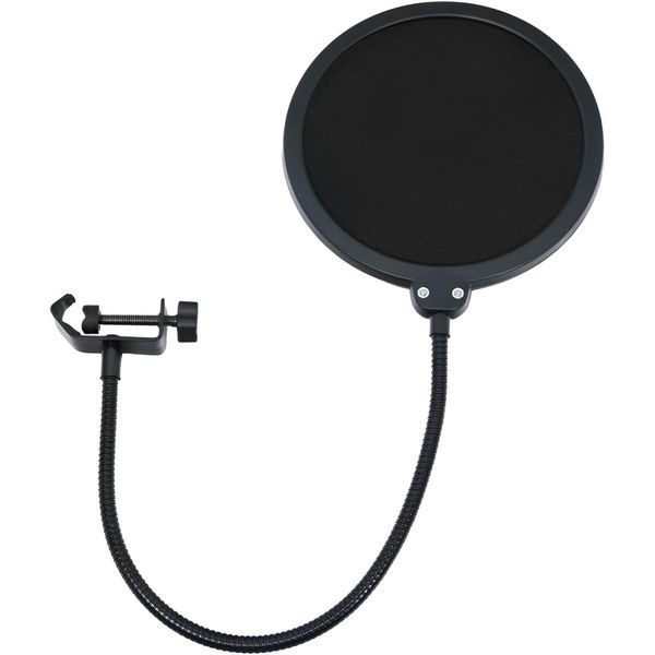 Microphone Pop Filter Shield Dual-Layer Microphone Windscreen with Clamp