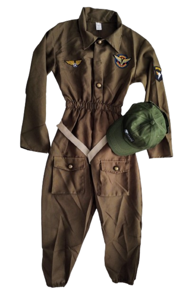 Kid's Flight Coverall With Patches And Cap
