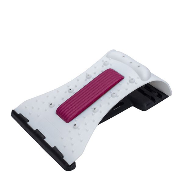 Magnetic Point Massage Lumbar Back Traction Orthotic Stretcher-White&amp;Green