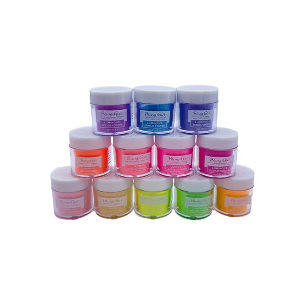 Bling Girl 12 Piece Nail Art System Luminous Acrylic Powder #13-24