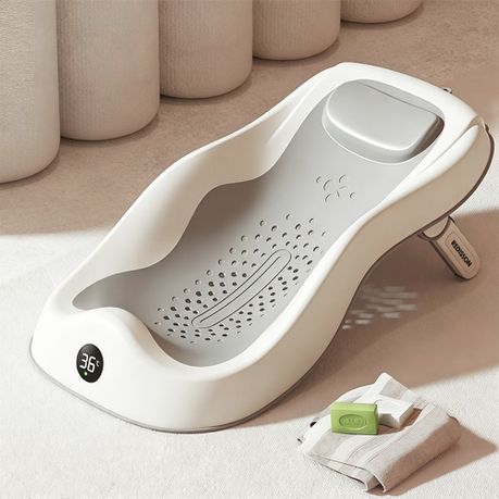 Baby Bath Support Newborn Bathtub with Thermometer Support Seat