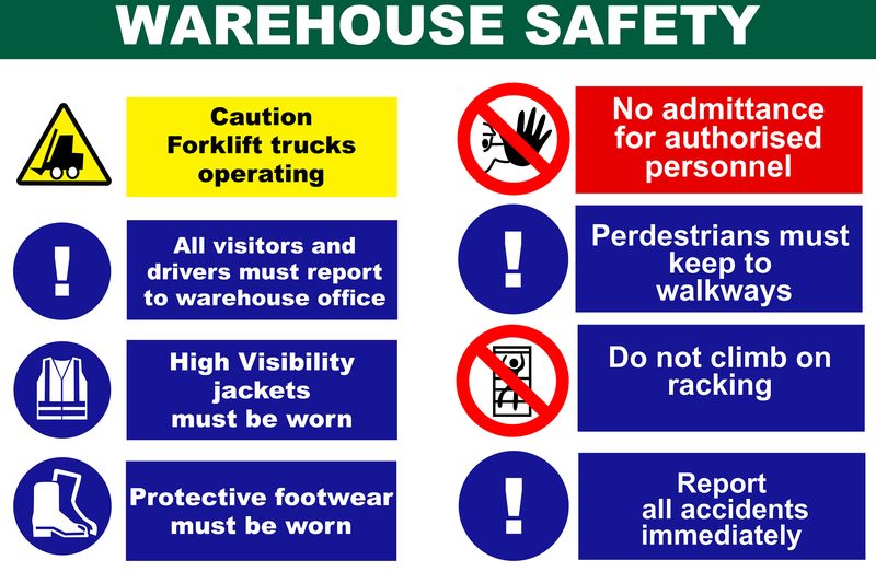 Warehouse Safety Caution Forklifts Trucks Operating 80x120cm Sign.