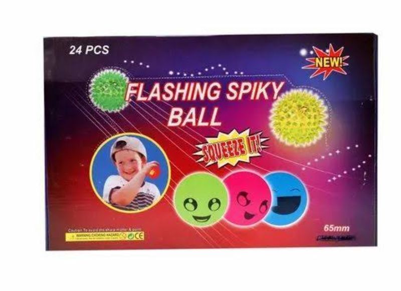 Squeeze Flashing Spiky Stress Balls - 24 Pieces