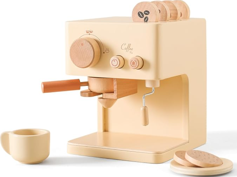 Treasure Toys - Kids Wooden Coffee Machine Toy Role Play Set
