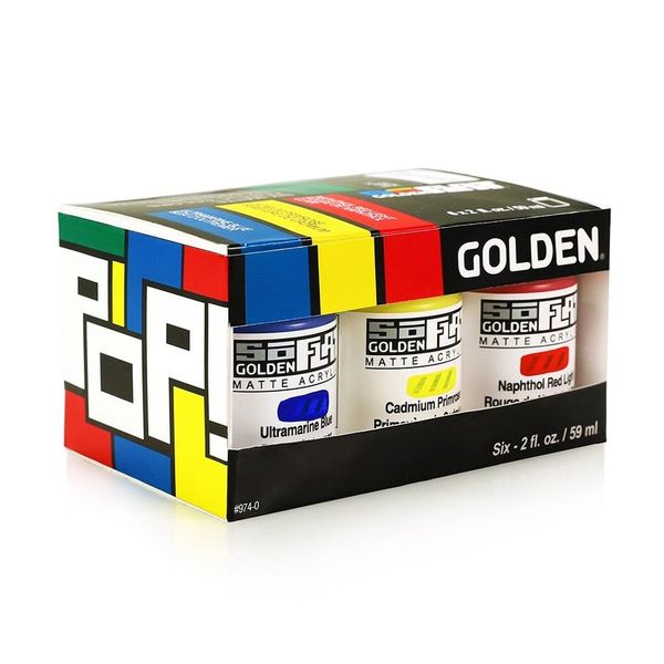 GOLDEN Artist Acrylic SoFlat POP Set of 6 X 59ml jars