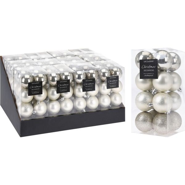 16 Christmas Tree Decorations in Winter White Colours