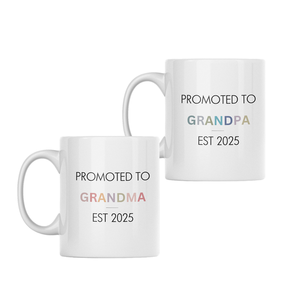 Promoted To Grandparents EST 2025 Custom Printed 330ml Mug