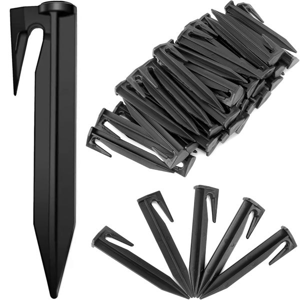 100Pack Plastic Boundary Wire Stakes, Lawn Nails, Landscape Anchoring Spike