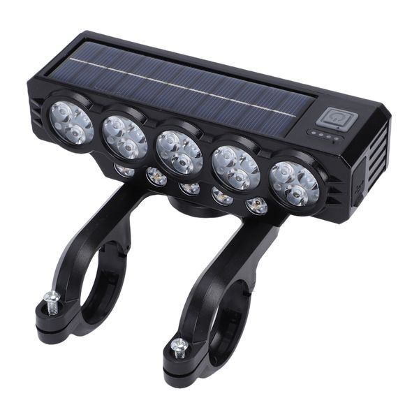 USB Solar Bike Light Front Headlight With Horn For Safety Cycling