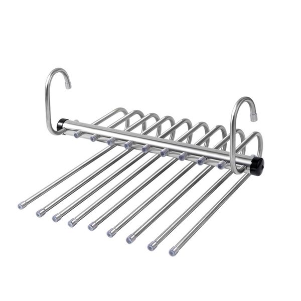 Collapsible Pants Hangers, 9-Layer Clothes Rack, Stainless Steel Organizer