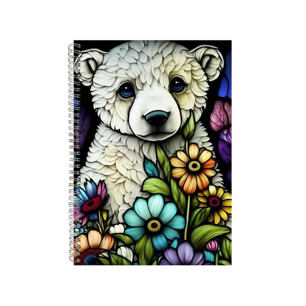 Baby Polar Bear Stained Glass Notebook Animal Gift Idea A4 Notepad Pad 89