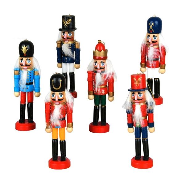 Toy Wooden Nutcracker Soldier Tabletop Figurines Set Of 6 -12cm