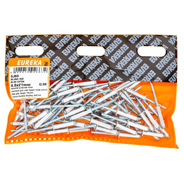 EUREKA Blind Rivet Aluminium Open 4.8 x 21mm Q:80 5J60