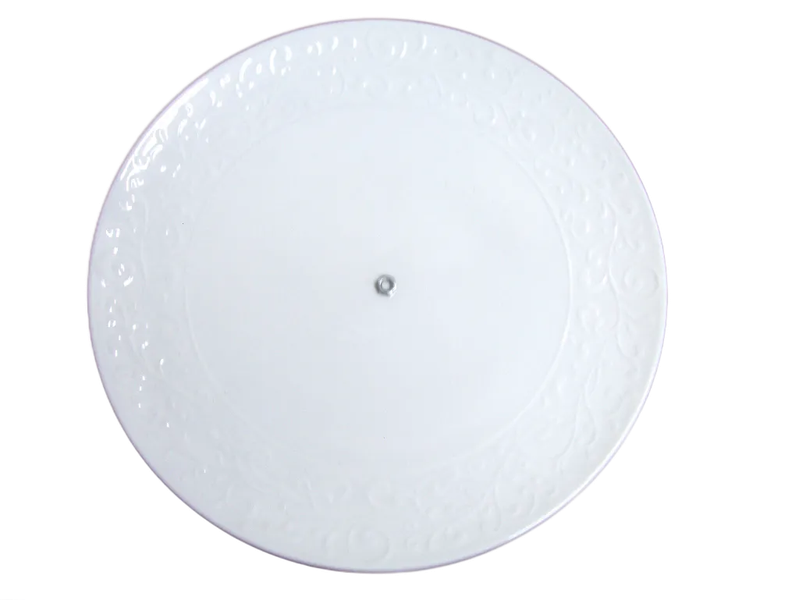 Platter Round White Pattern Border 31x31x2