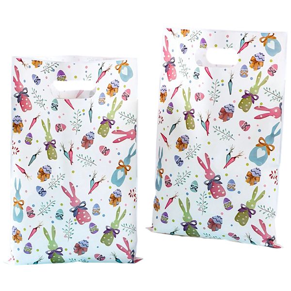 25 Piece - Easter Party Gift Bags with Bunny &amp; Egg Pattern - Multi Colour