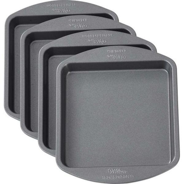Wilton 4Pc Easy Layers 6x6 Square Cake Baking Tin Oven Pan Icing Decorating