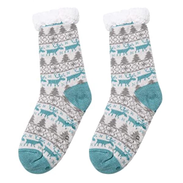 Warm Thick Fleece Ladies Anti-Slip Wool Winter Slipper Socks