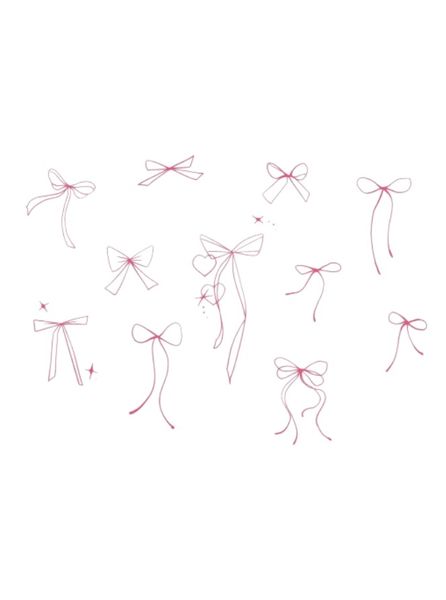 1 Piece - Multiple Dainty Bowknot Design Temporary Tattoo - Pink