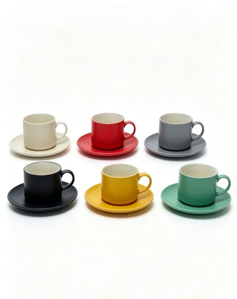 T03-73/6C-Ribbed Coffee&amp;Tea Cup Collection - 80ml(Each Cup)