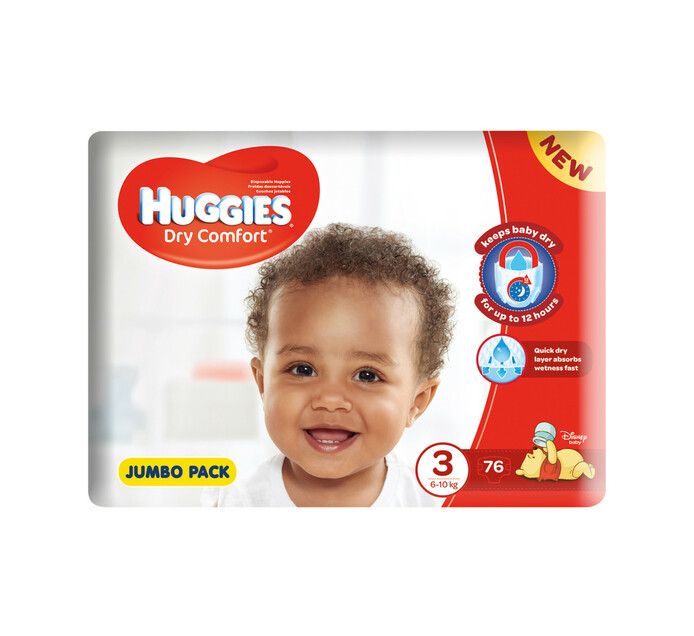 Huggies Dry Comfort Nappies Jumbo Pack Midi Size 3 (2 X 76'S) Shop