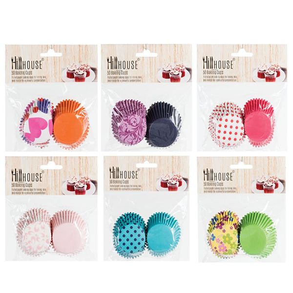Paper Baking Cups Pack of 50 - Assorted Colours (6 Pack)