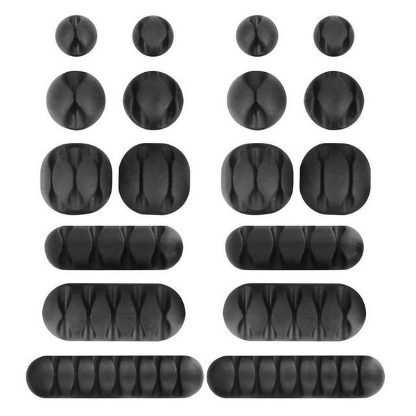 16pcs Desktop self-adhesive winding device, hub and wire organizer set