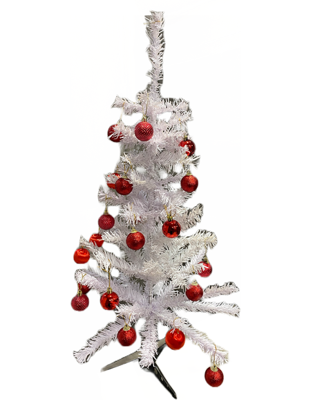 90cm White Christmas Tree with Baubles