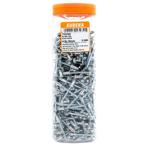 EUREKA Blind Rivet Aluminium Open 4.8 x 8mm Q:500 T5Z290