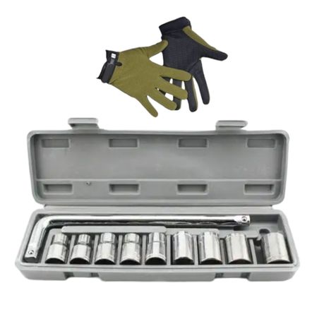 11 Piece Hand Socket Tool Set With Wrench Sockets, Gloves And Carry Case Image