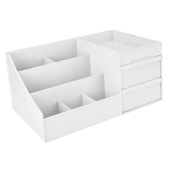 Multi-Compartments Cosmetic Storage Box With Drawers - White